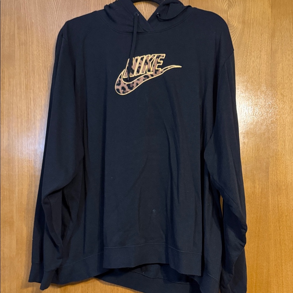 Nike Navy Hoodie with Leopard Print Logo